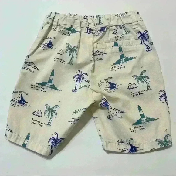 H&M tropical Sunsets and palm trees shorts toddler 4T 100% cotton - Picture 2 of 7